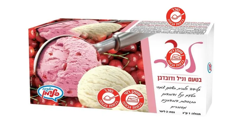 גלידה 2 ליטר בקרטון גלידה וניל ודובדבנים - ריאו בעיר